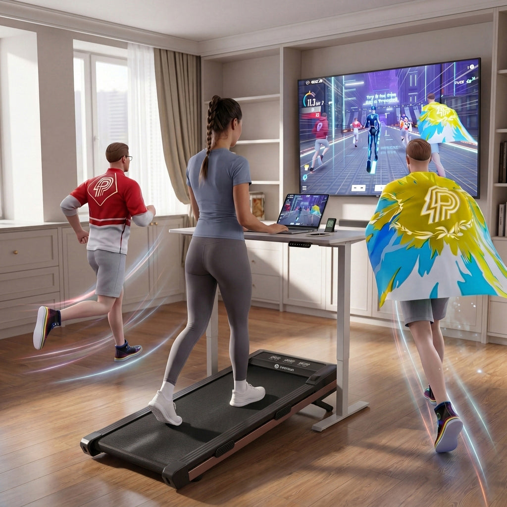 DeerRun Z10 12% Auto Incline Smart Walking Pad Treadmill with remote control-Black