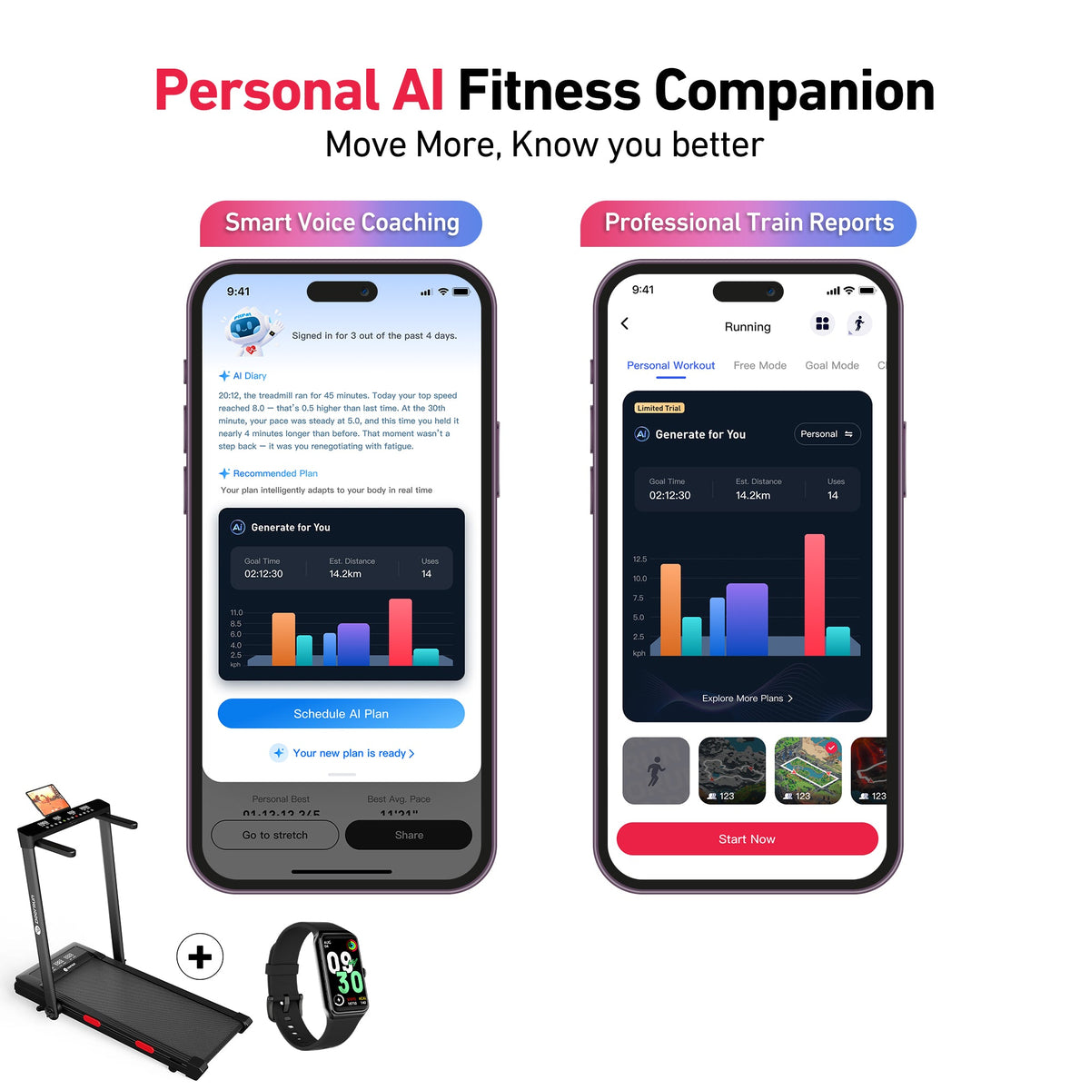 DeerRun Z10 Pro Muse Type 2 in 1 Foldable Treadmill with Remote Control, 12% Auto Incline