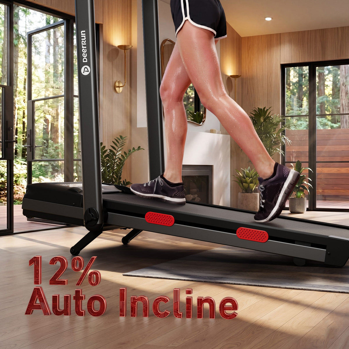 DeerRun Z10 Pro Muse Type 2 in 1 Foldable Treadmill with Remote Control, 12% Auto Incline