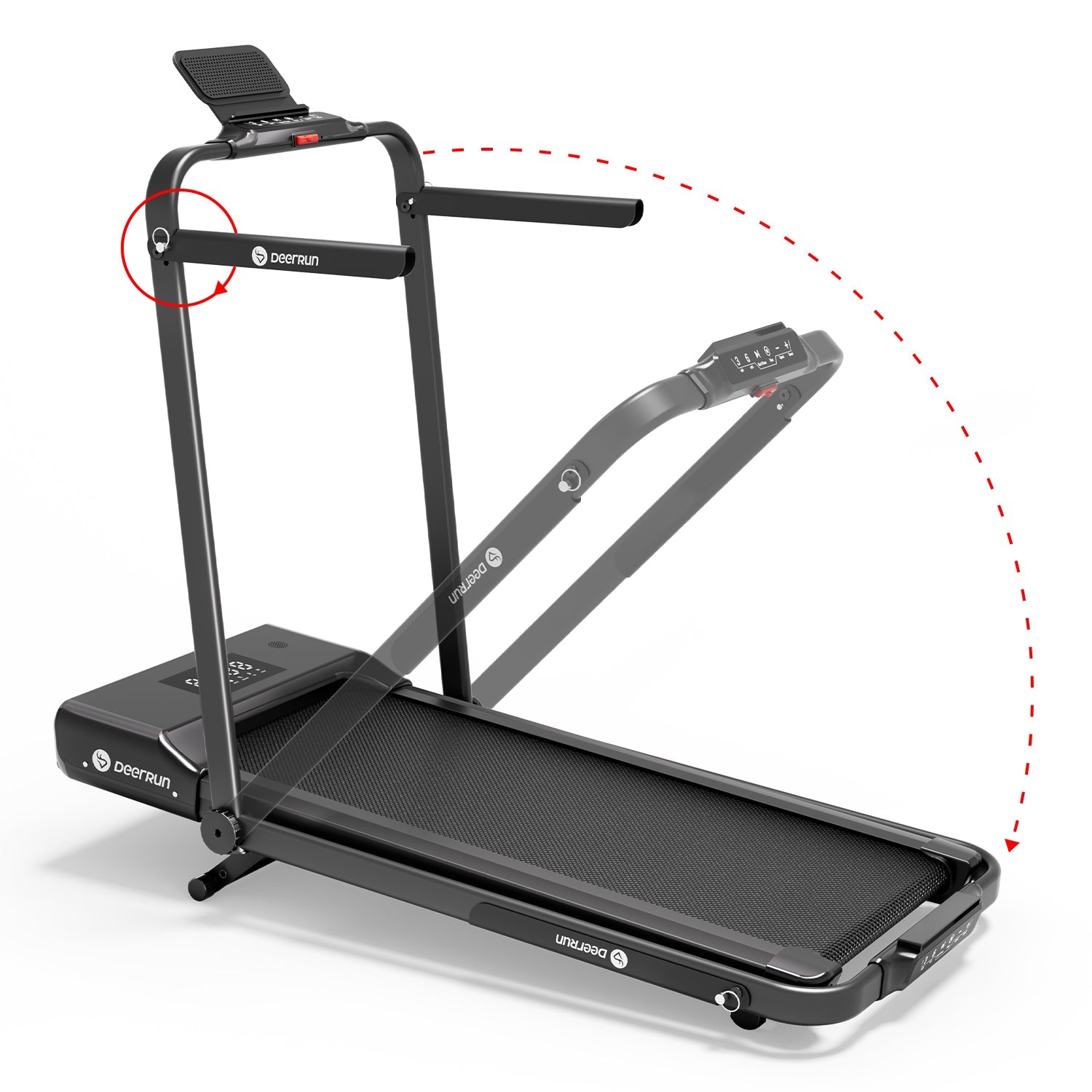 DeerRun A5 Mini 5.4% Incline Smart 2 in 1 Folding Treadmill with Handrail