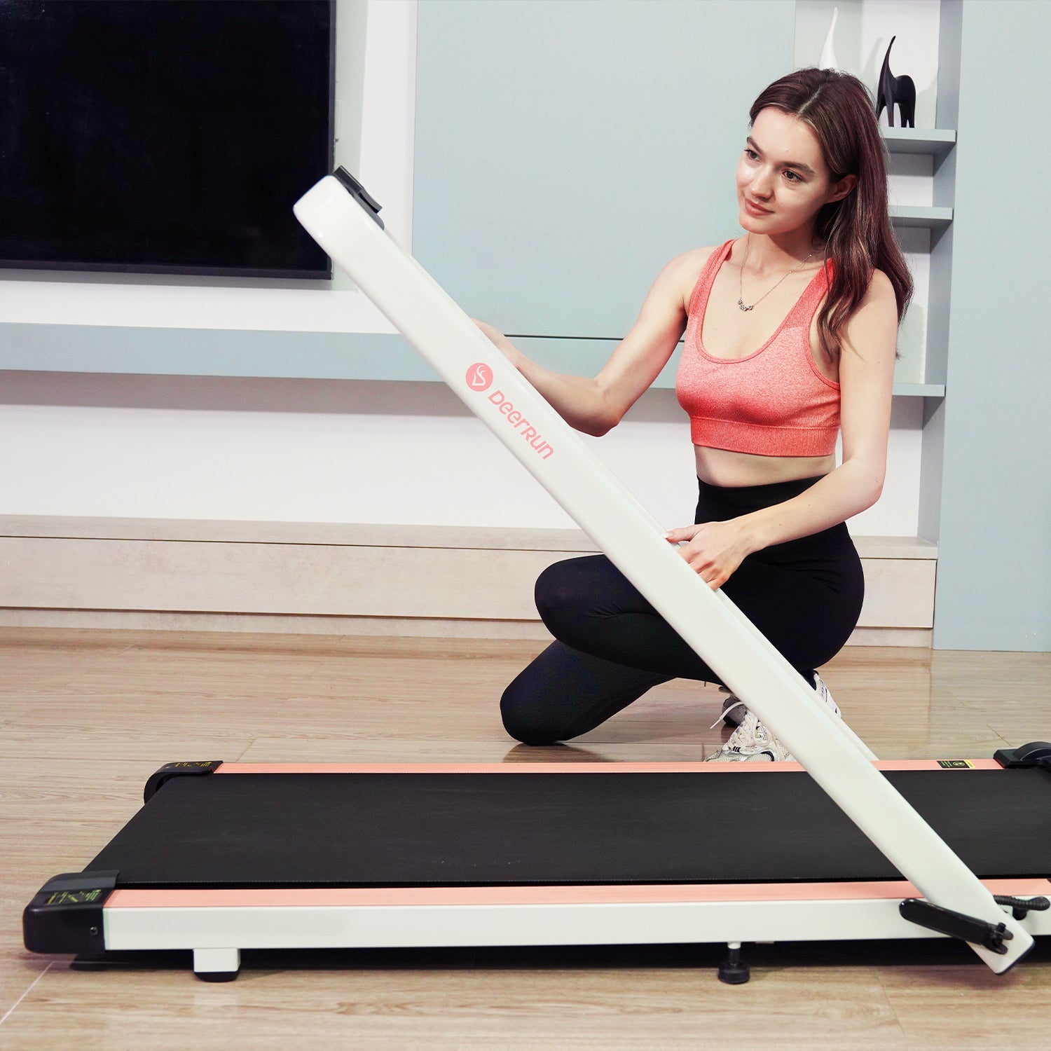 DeerRun A5 Pro Smart 2 in 1 Folding Treadmill Pink