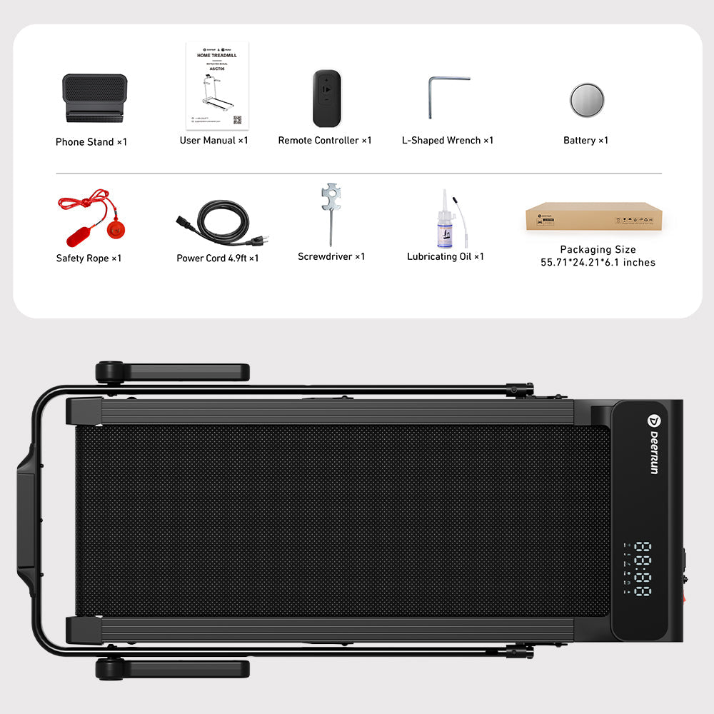 DeerRun A6 Plus Quiet 2-in-1 Foldable Treadmill for Home Walk, Run & Save Space -With 5% Incline, Handlebar & Full Display Screen