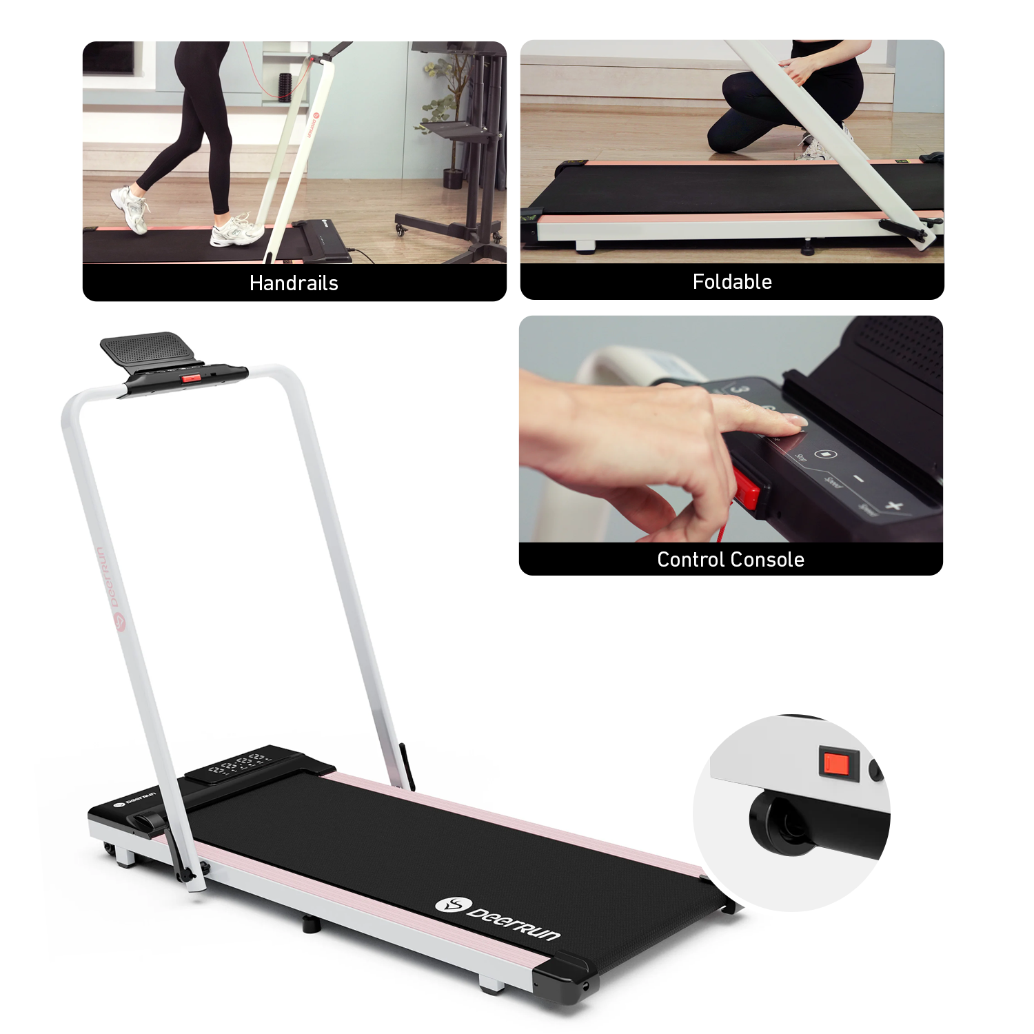 DeerRun A5 Pro Smart 2 in 1 Folding Treadmill Pink