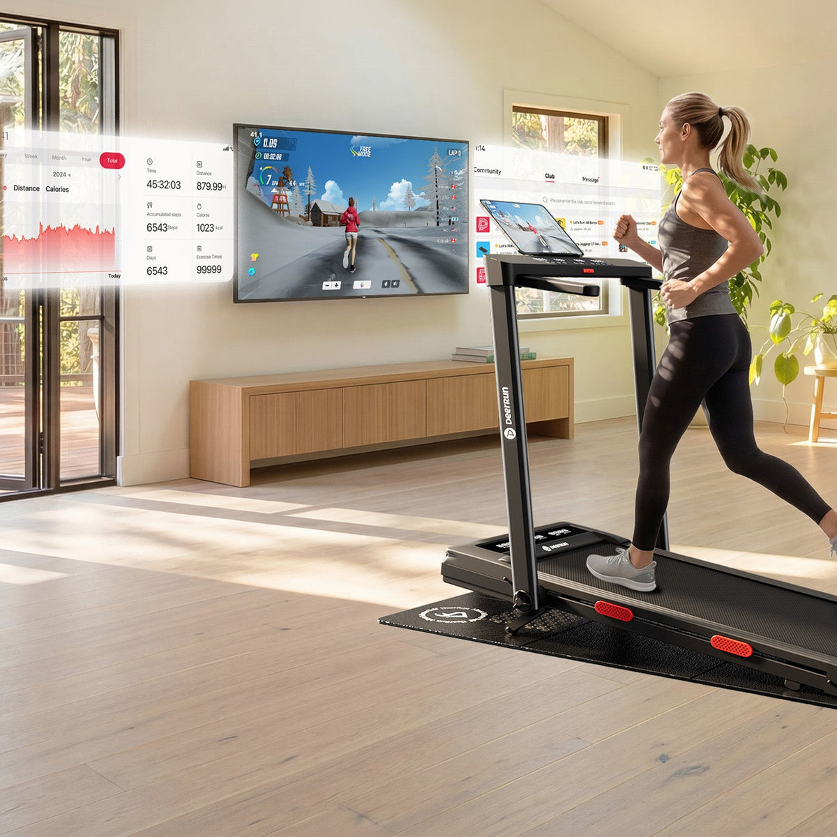 DeerRun Z10 Pro Muse Type 2 in 1 Foldable Treadmill with Remote Control, 12% Auto Incline