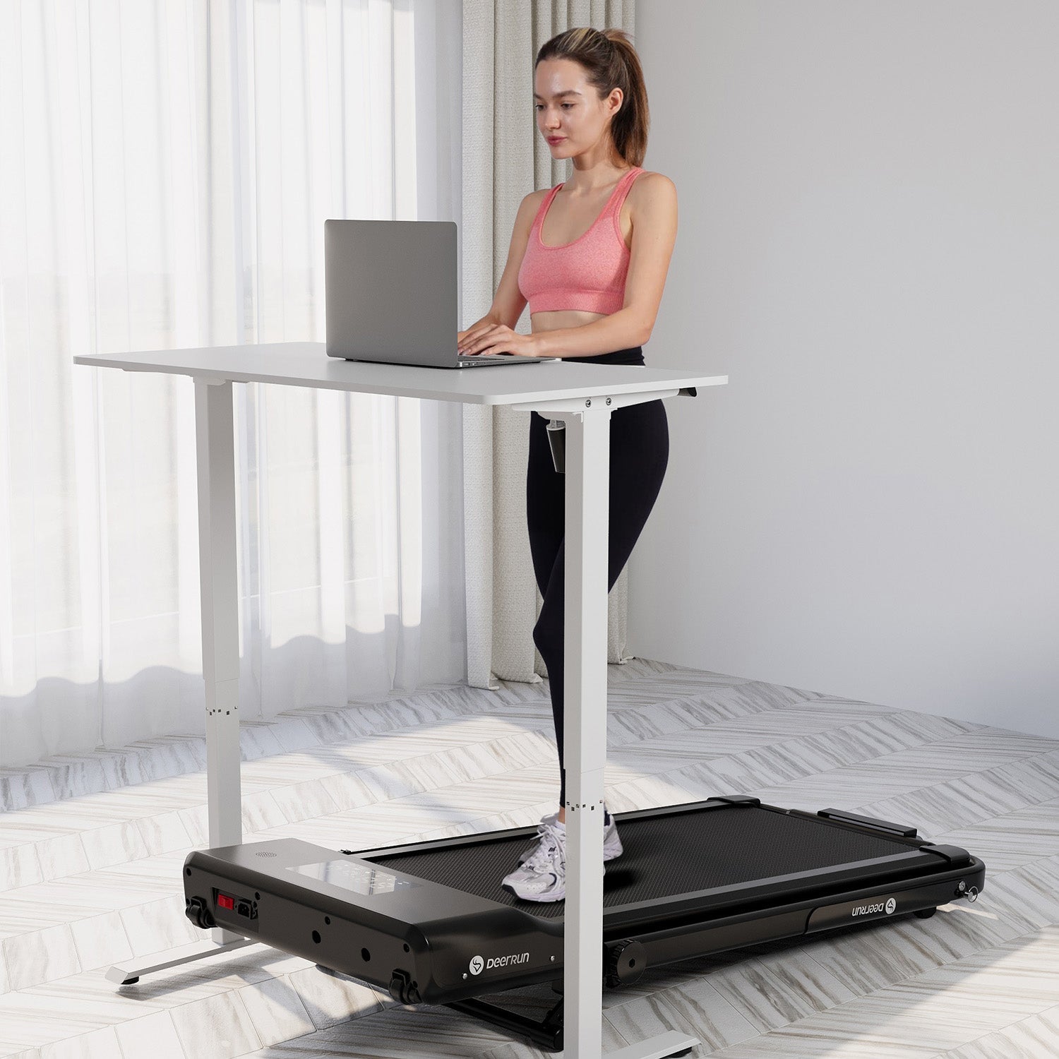 DeerRun A5 Mini 5.4% Incline Smart 2 in 1 Folding Treadmill with Handrail