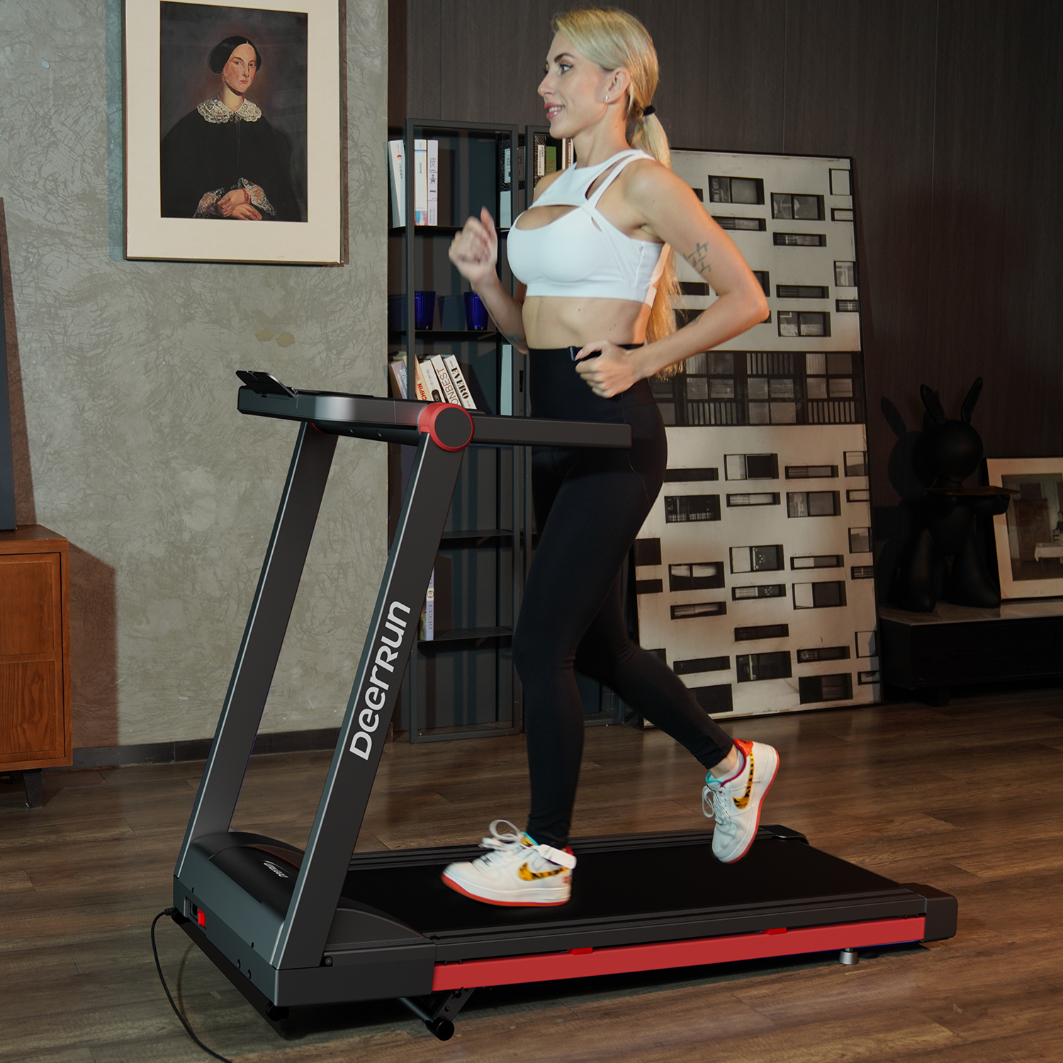 DeerRun A1 Pro Folding smart treadmill with 6% incline Red
