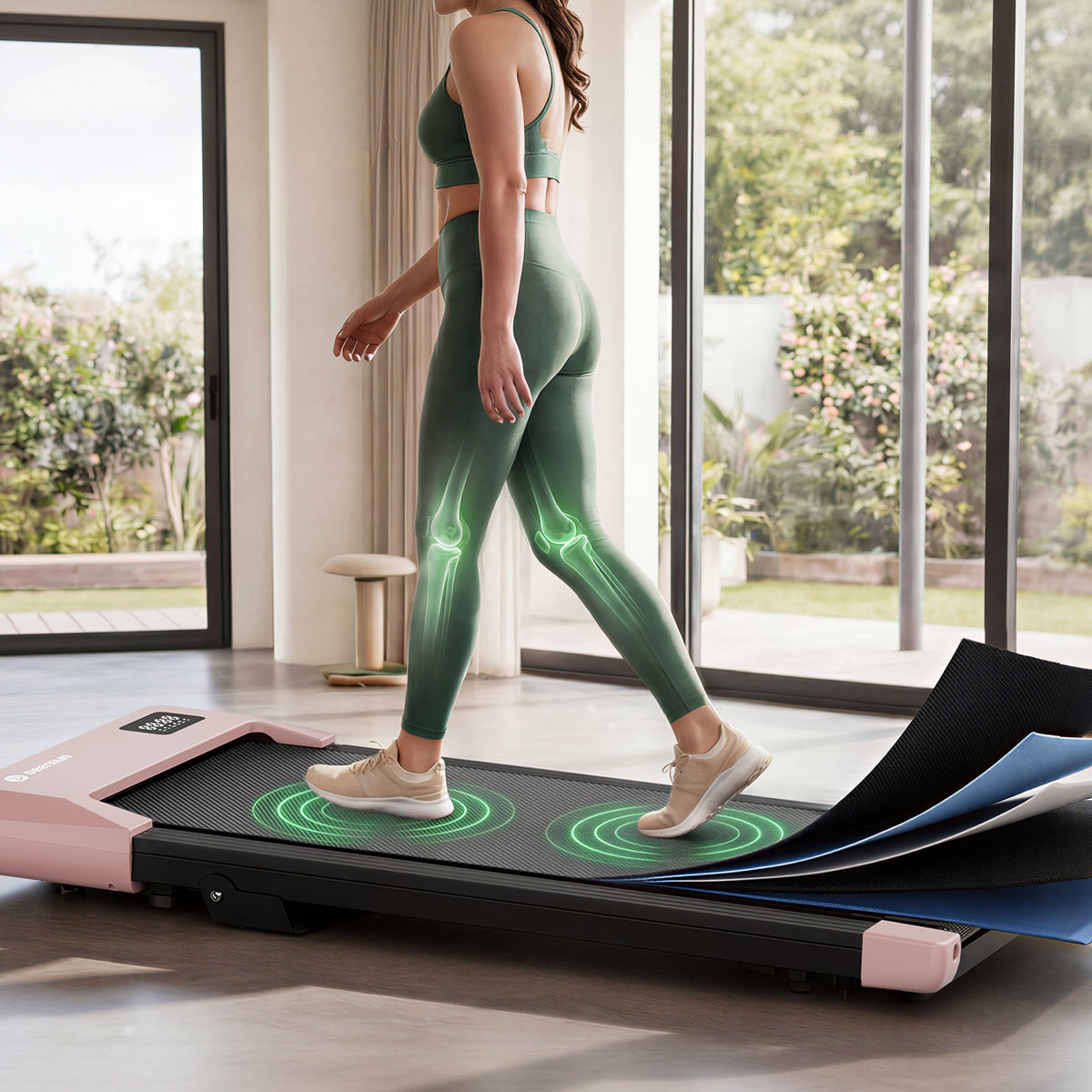 DeerRun Q2 Urban 7% Incline Under-desk Walking Pad with Smart Control | Rose Gold