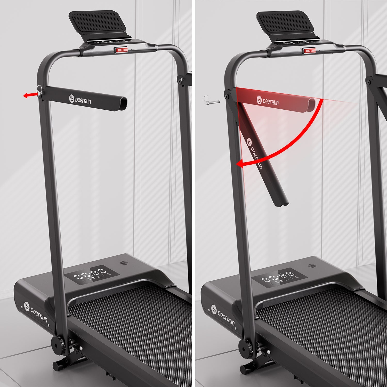 DeerRun A5 Mini 5.4% Incline Smart 2 in 1 Folding Treadmill with Handrail