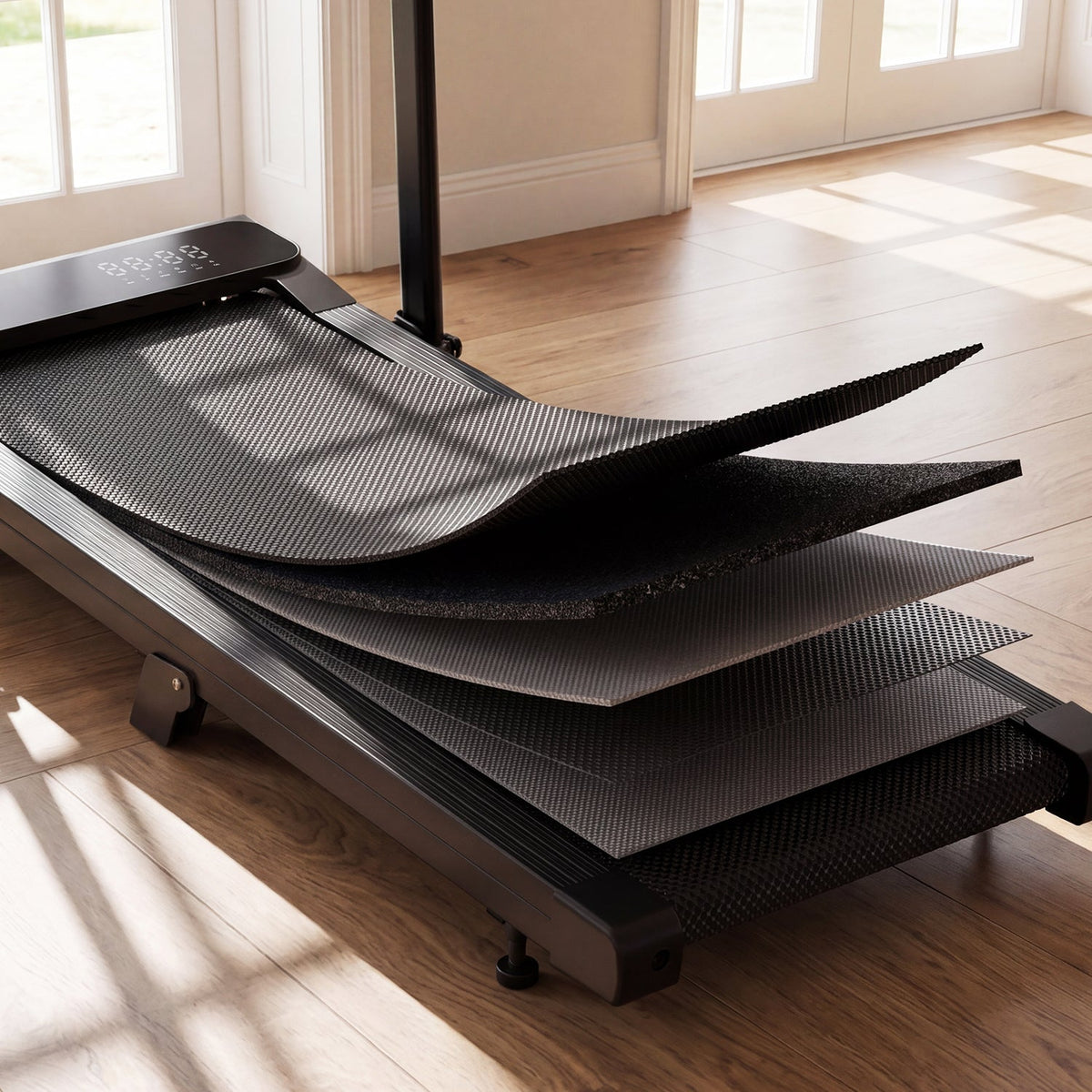 DeerRun A6 Plus Quiet 2-in-1 Foldable Treadmill for Home Walk, Run & Save Space -With 5% Incline, Handlebar & Full Display Screen
