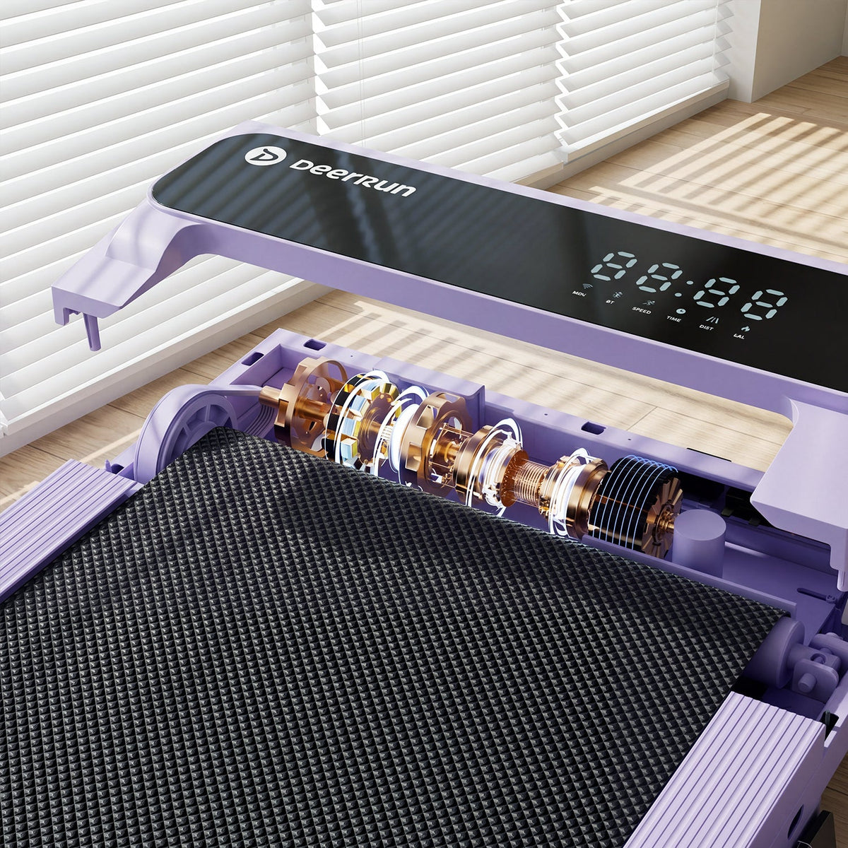 2026 New A6 Plus Handle 5% Incline 2 in 1 Foldable Treadmill with Whole Screen Upgraded Chip & NFC Support | 300 lbs, 7.5 mph, Purple