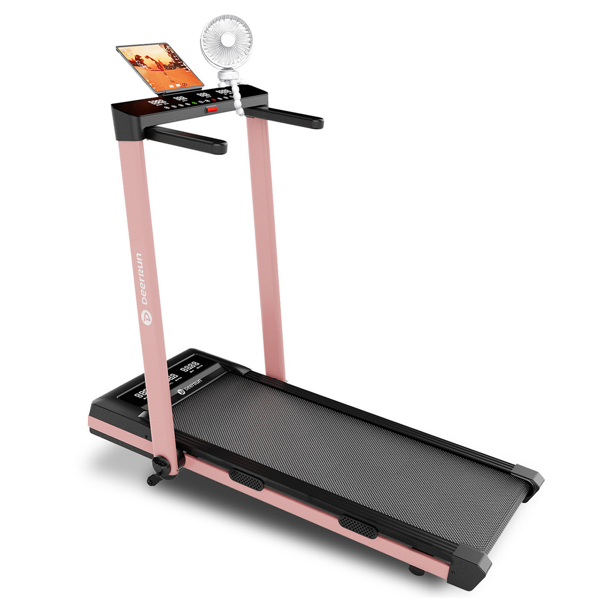 DeerRun Z10 Pro Muse Type 2 in 1 Foldable Treadmill with Remote Control, 12% Auto Incline, Pink