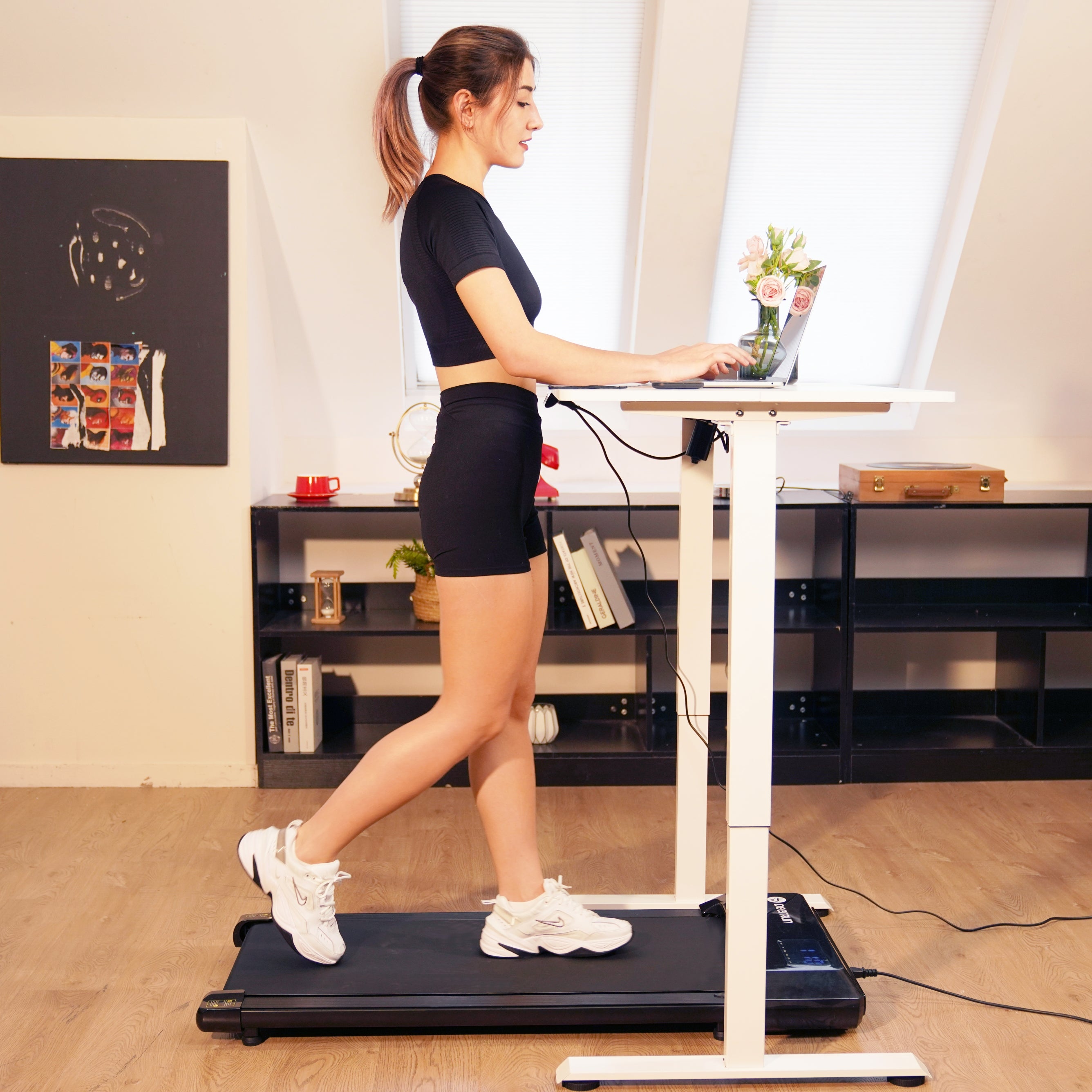 DeerRun Q1 Urban Mini Under-Desk Treadmill with Remote Control