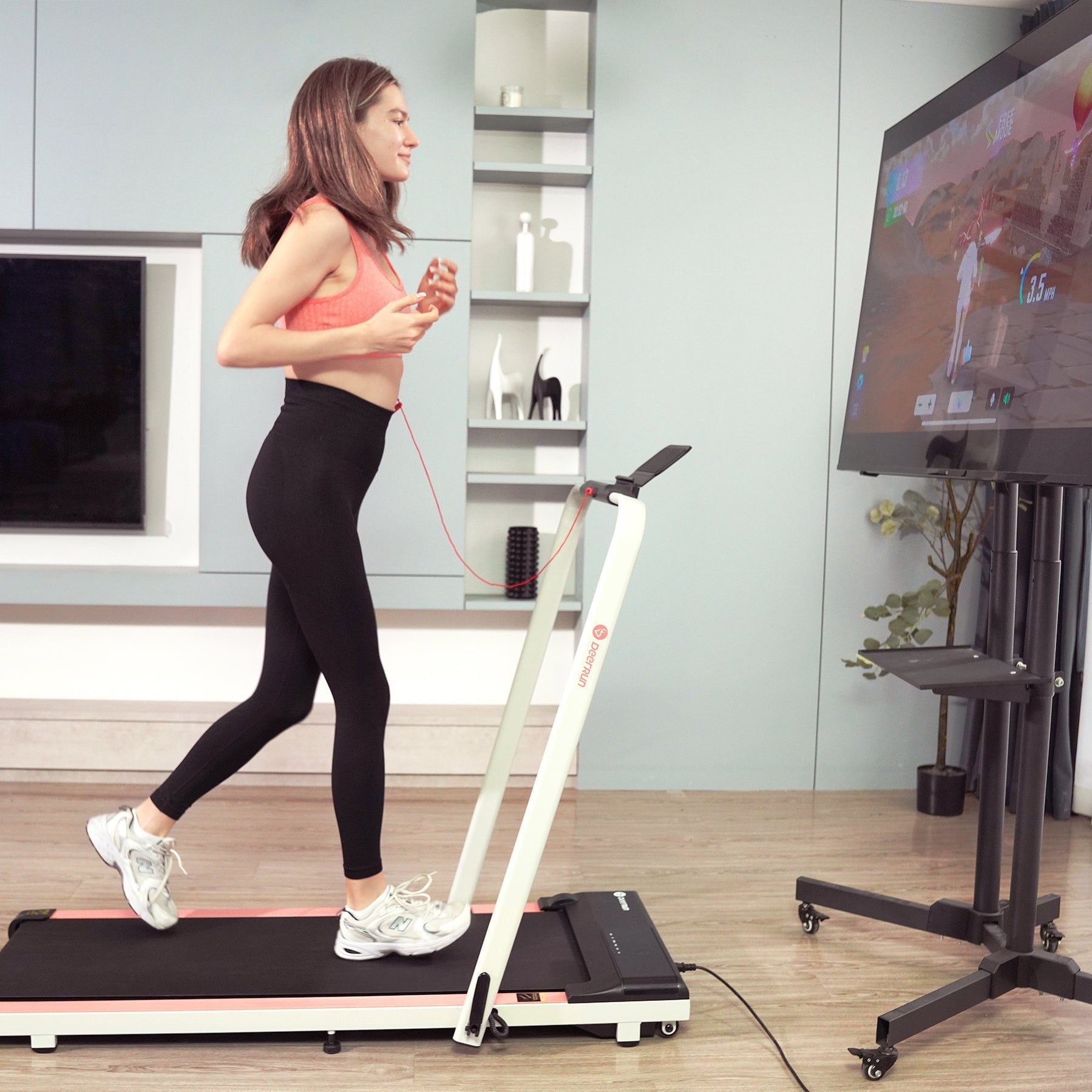 DeerRun A5 Pro Smart 2 in 1 Folding Treadmill Pink