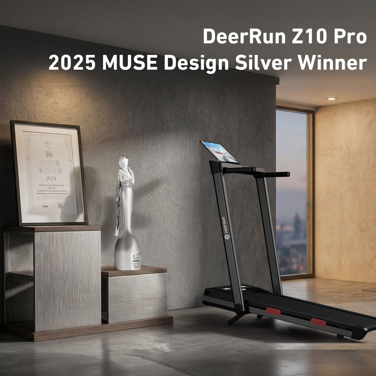 DeerRun Z10 Pro Muse Type 2 in 1 Foldable Treadmill with Remote Control, 12% Auto Incline